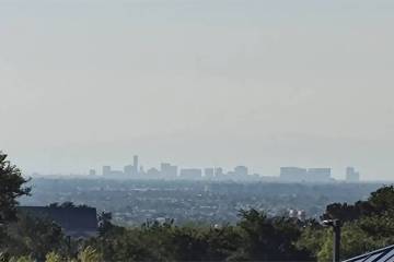 The Las Vegas Strip is seen from Lone Mountain and the 215 Beltway in Las Vegas on July 27, 202 ...