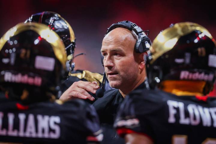 Knight Hawks coach Mike Davis is shown during a playoff game between the Arizona Rattlers at Le ...