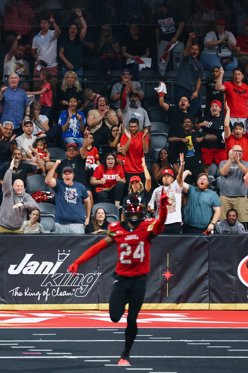 Fans cheer as the Knight Hawks force a turnover in the last 30 seconds of the first half during ...