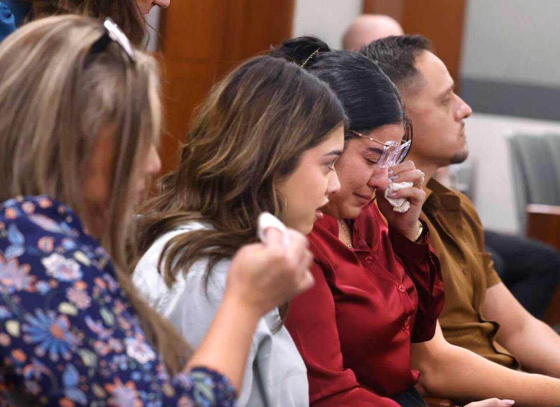Alberto Sarabia, far right, the father of a shooting victim Angelina Erives, 11, attends a plea ...