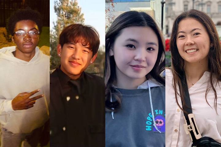 From left, Hope Means Nevada teen co-chairs Jeremiah Irorobeje, Kai Feng, Noelle Paik and Abiga ...