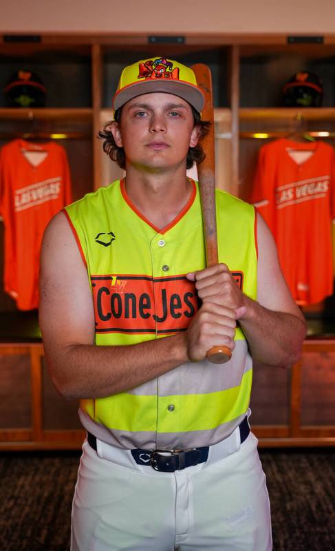 Former Aviators and now Athletics first baseman Nick Kurtz wearing the team's Cone Jesters "Wha ...