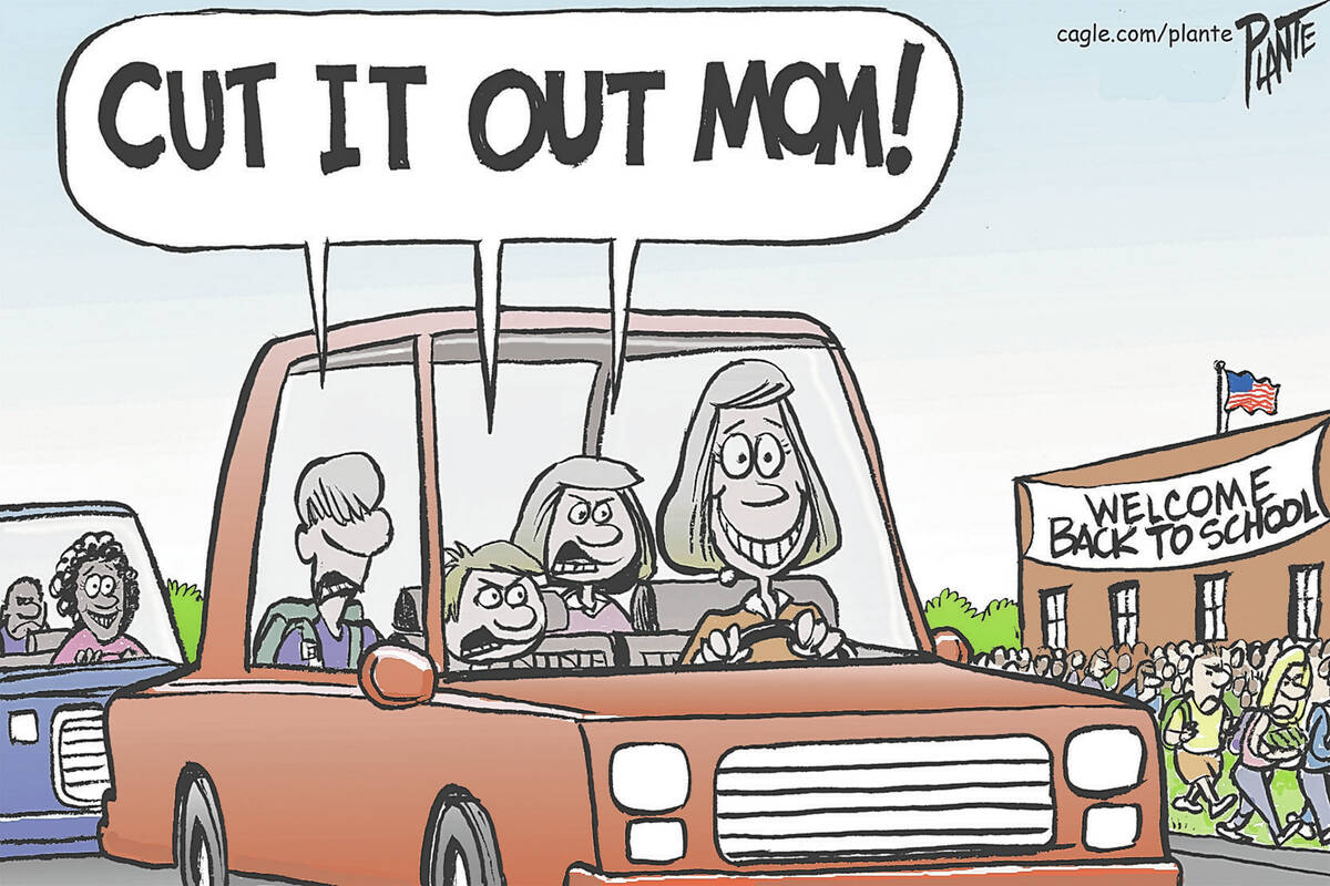 Mom drops kids off to school, Back to School, Cut it out mom!, unhappy kids, happy mom, primar ...
