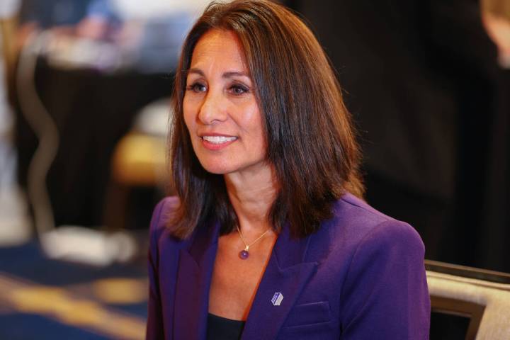 Mountain West Conference commissioner Gloria Nevarez speaks with the Review-Journal at Mountain ...
