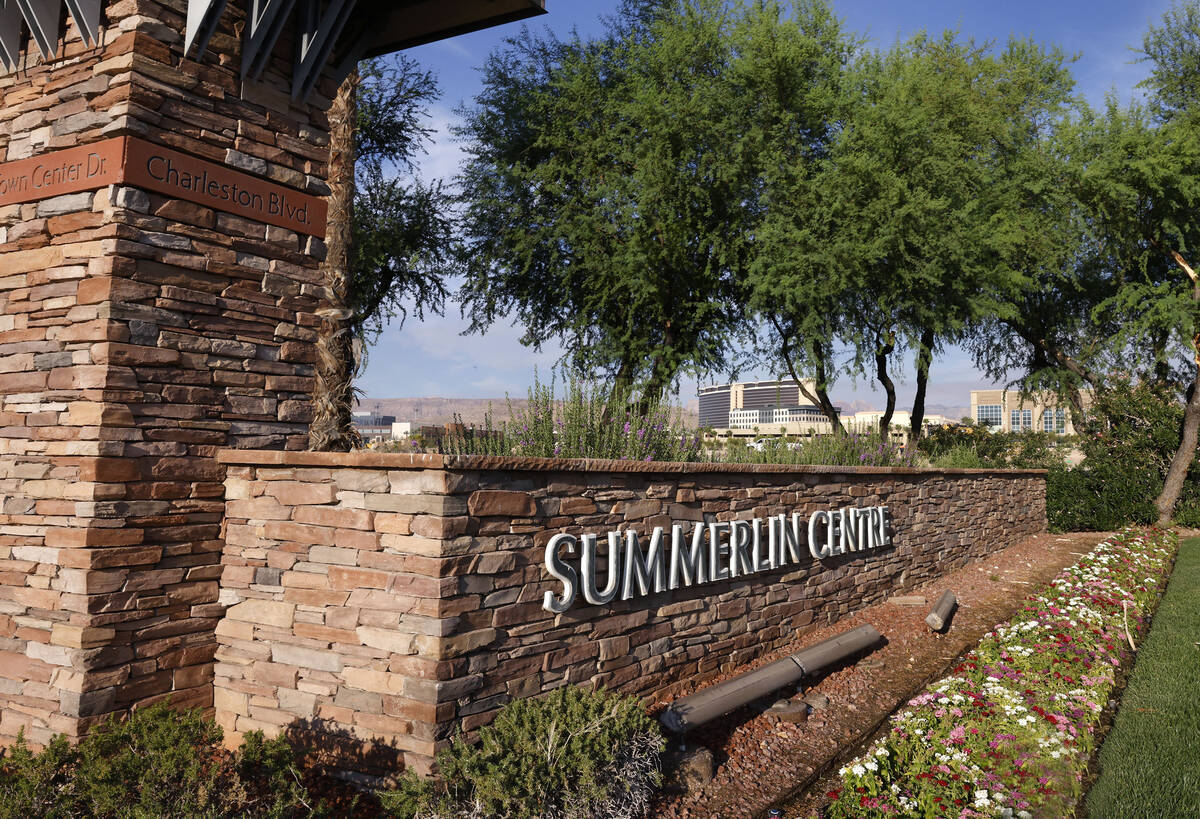 A Summerlin Centre sign is seen at the corner of Charleston Boulevard and Town Center Drive on ...
