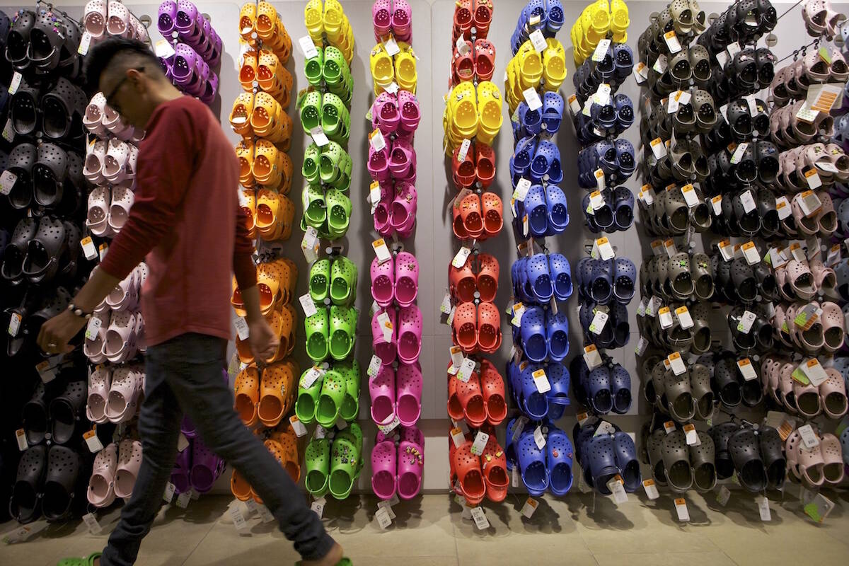 A Crocs store inside the Beverly Center shopping mall in Los Angeles. (AP Photo/Damian Dovarganes)