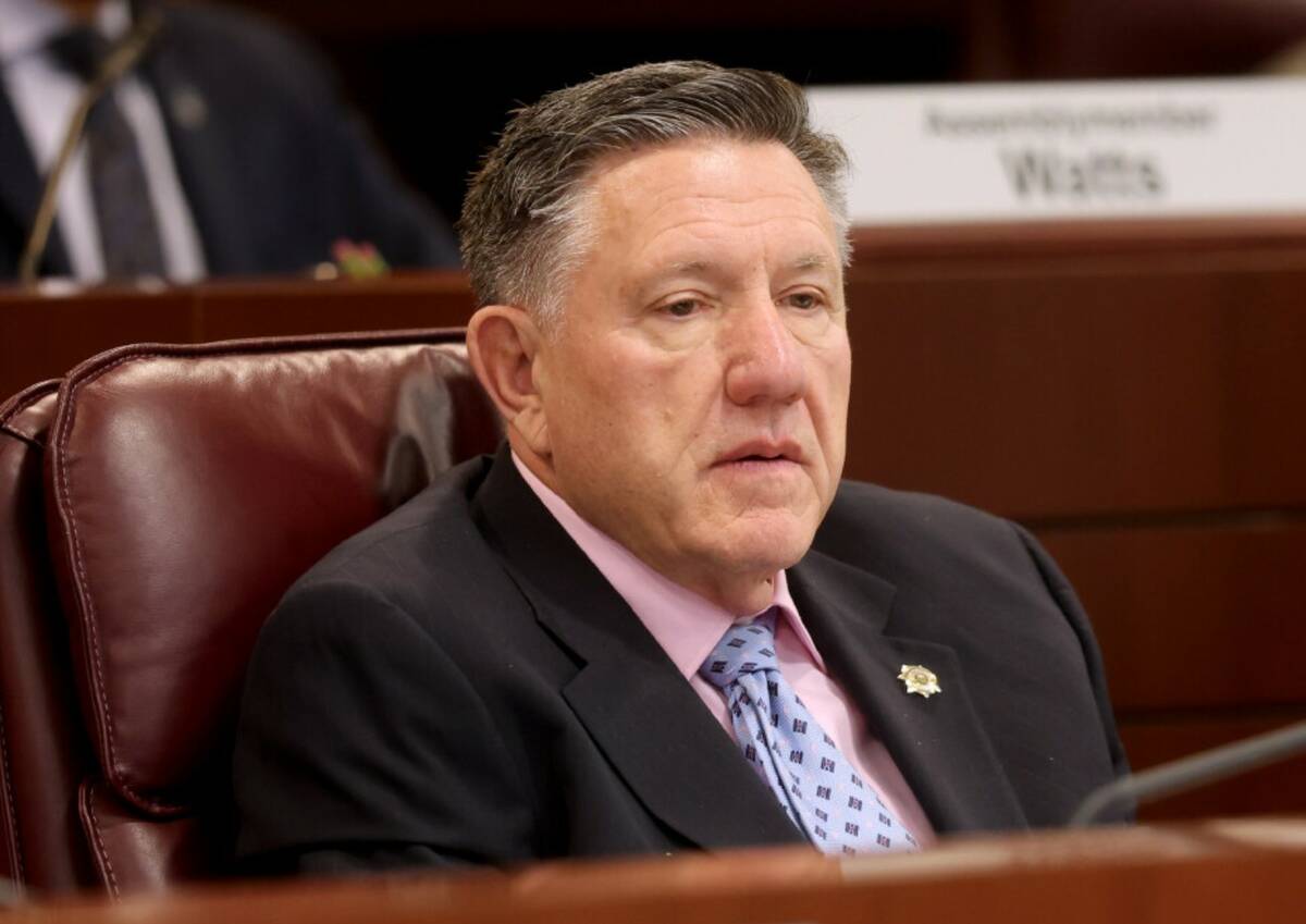 Assembly member Philip PK O’Neill, R-Carson City, listens to a speaker during a meeting of th ...