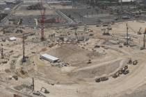 Work occurs on the Athletics Las Vegas ballpark site on Friday, Aug. 08, 2025. (Courtesy: Athle ...