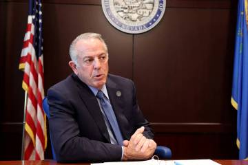 Gov. Joe Lombardo talks to the Review-Journal at his Las Vegas office on March 24, 2025. (K.M. ...