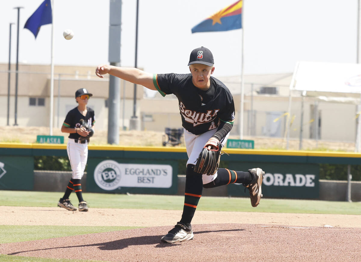 Nevada's pitcher Garrett Gallegos delivers against Utah during the Mountain Regional final base ...