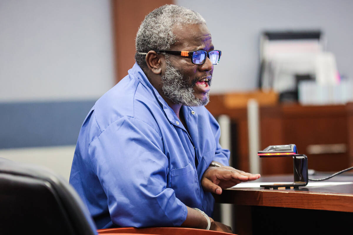 Nathan Williams testifies at the Regional Justice Center Monday, Aug. 11, 2025, in Las Vegas. ( ...
