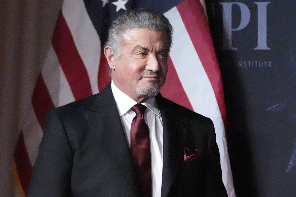 FILE - Actor Sylvester Stallone appears during an America First Policy Institute gala on Nov. 1 ...