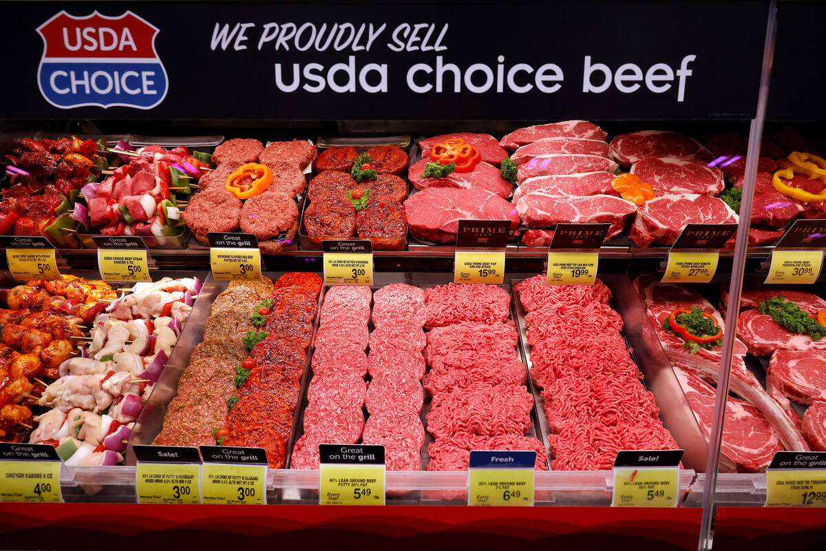 USDA Choice beef is displayed in a cooler at the Tom Thumb grocery store on Live Oak Street, ju ...