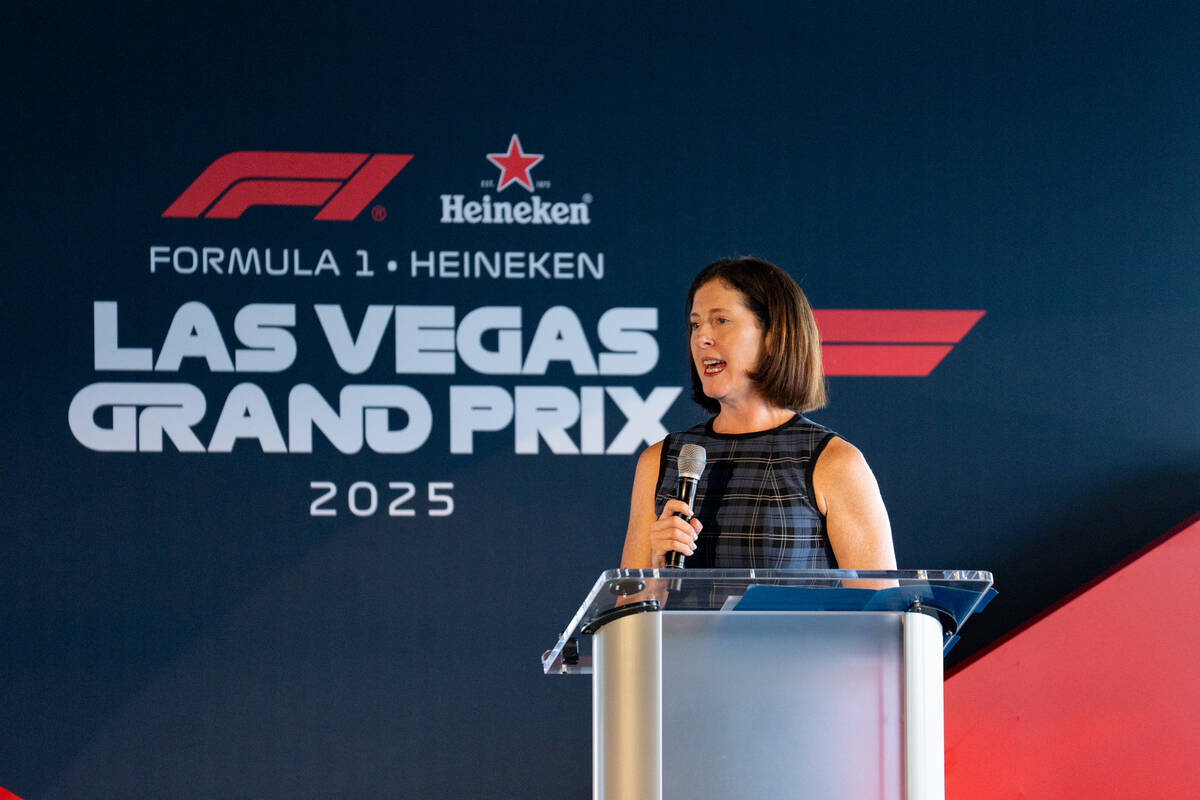 Lori Nelson-Kraft, senior vice president of corporate affairs for the Formula One Las Vegas Gra ...