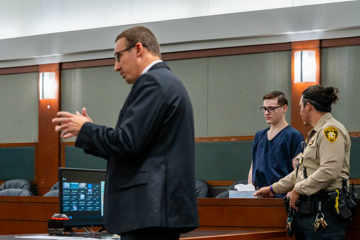 Lincoln Peterson’s attorney, Ryan Helmick, makes arguments to Judge Tierra Jones as Pete ...