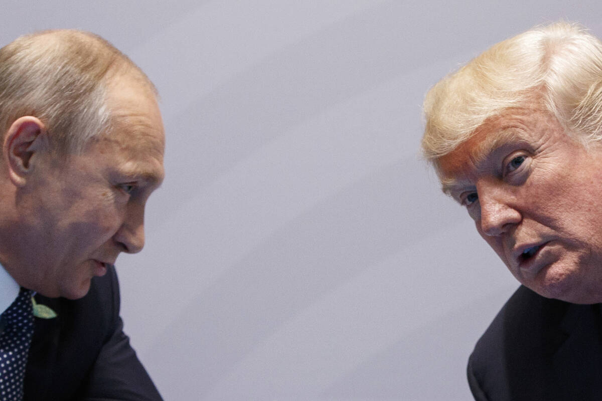U.S. President Donald Trump meets with Russian President Vladimir Putin at the G-20 Summit on J ...