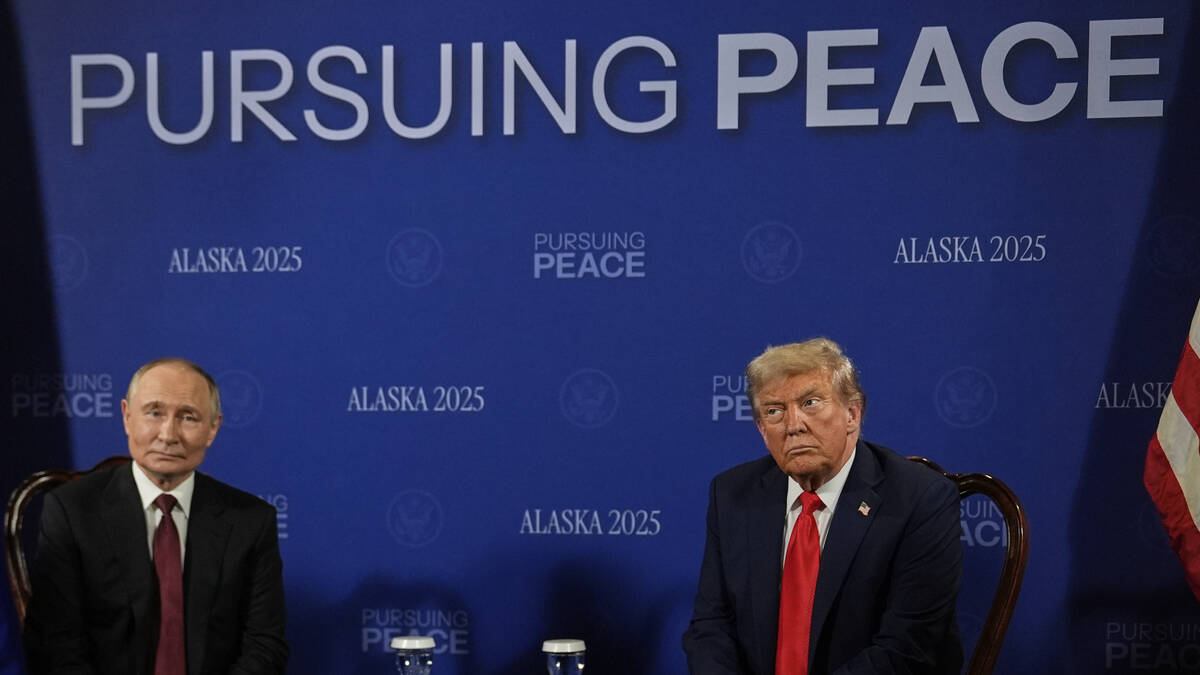 President Donald Trump meets with Russia's President Vladimir Putin Friday, Aug. 15, 2025, at J ...