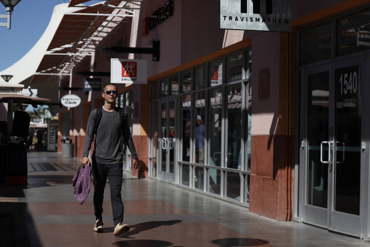 People shop at Las Vegas North Premium Outlets on Monday, Aug. 18, 2025, in Las Vegas. (Benjami ...