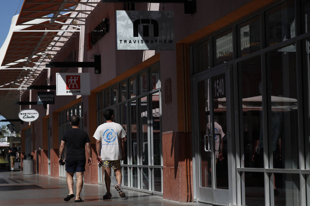 People shop at Las Vegas North Premium Outlets on Monday, Aug. 18, 2025, in Las Vegas. (Benjami ...