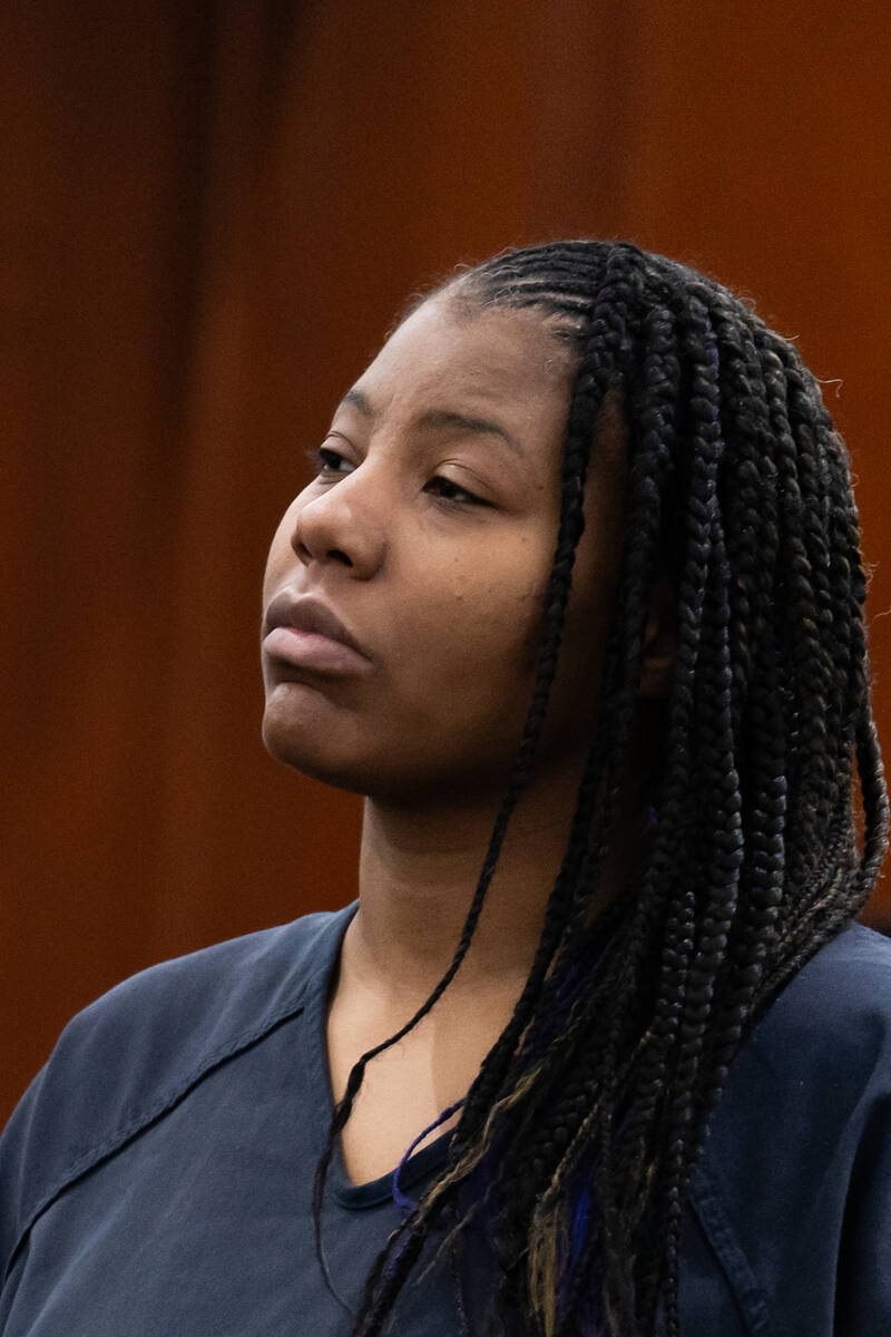 Lakeisha Holloway appears in court Thursday morning in Las Vegas Aug. 14, 2025. (Kara Gildea/La ...
