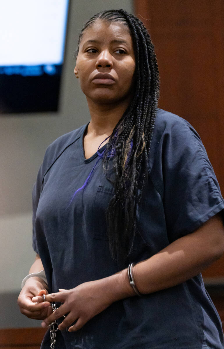 Lakeisha Holloway appears in court Thursday morning in Las Vegas Aug. 14, 2025. (Kara Gildea/La ...