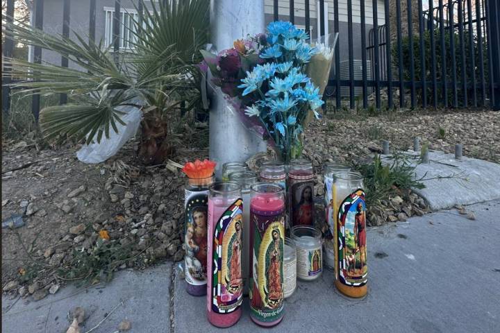 A makeshift memorial with candles and flowers is seen in the 2600 block of Donna Street in Nort ...