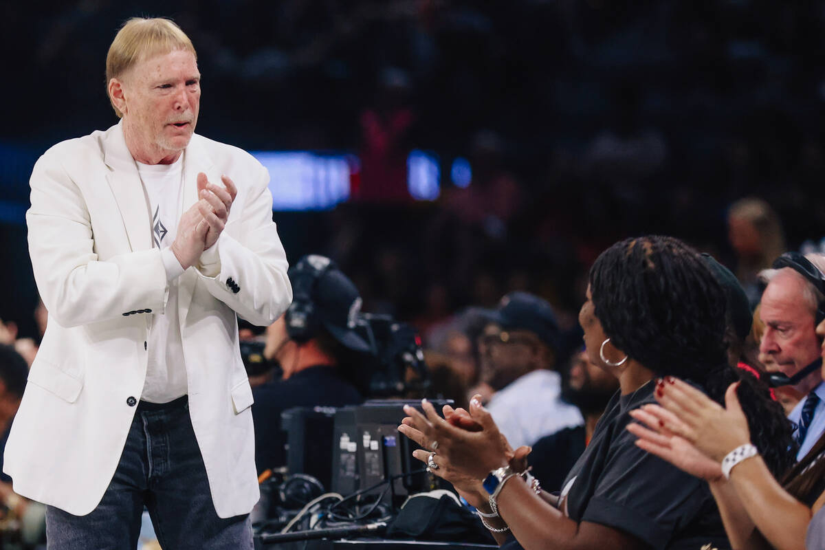Aces owner mark Davis claps as the Aces are on a hot streak during a WNBA basketball game again ...