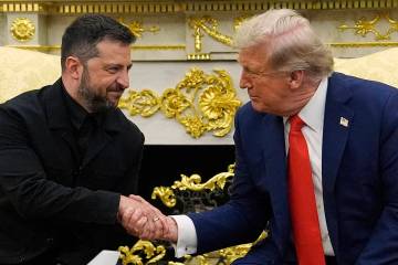 President Donald Trump meet with Ukraine's President Volodymyr Zelenskyy in the Oval Office at ...