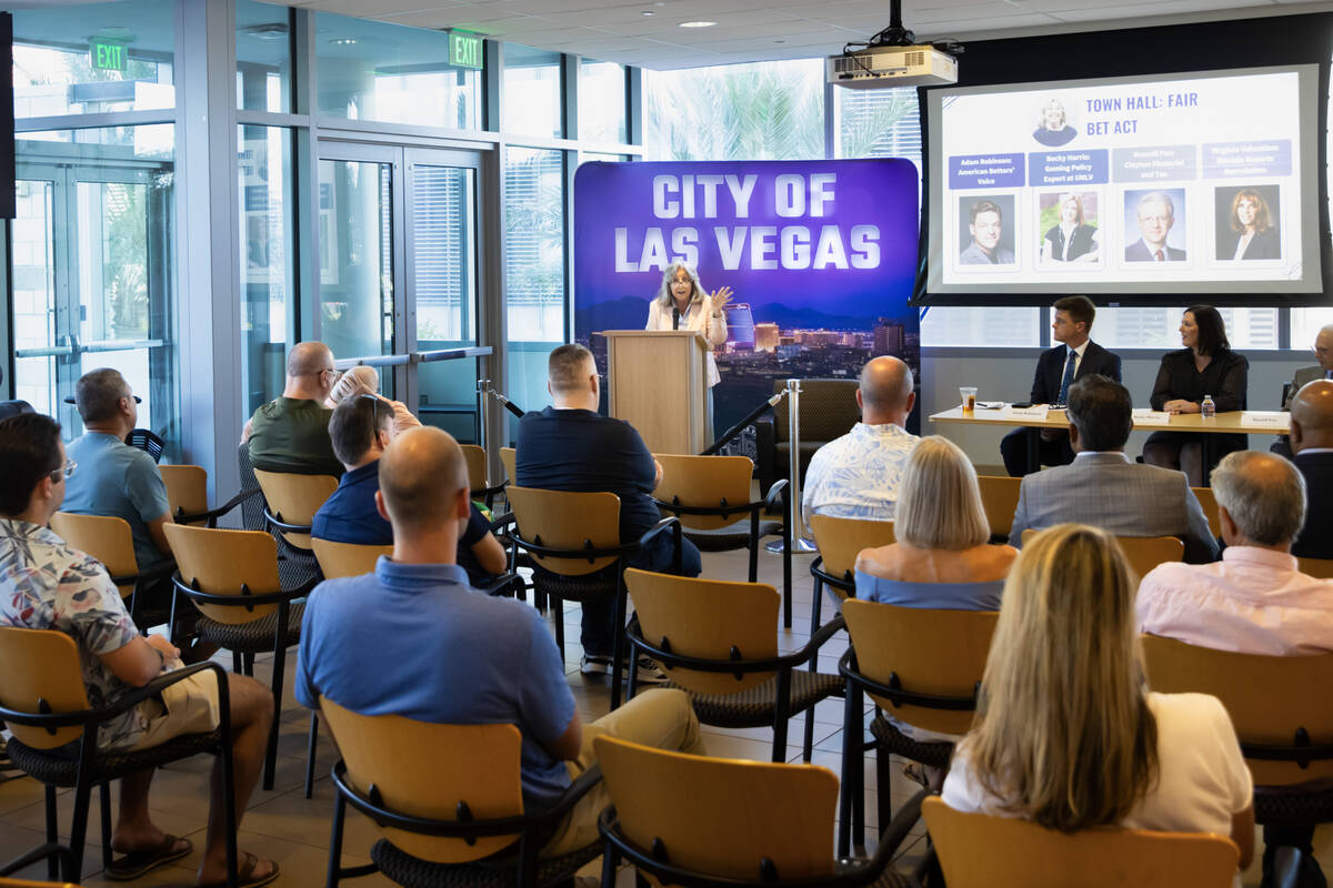 Rep. Dina Titus, D-Nev, center, hosts a town hall for the Fair Accounting for Income Realized f ...