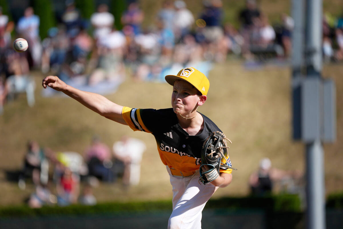Irmo, S.C.'s Brady Westbrooks pitches against Las Vegas, Nev., during the seventh inning o ...