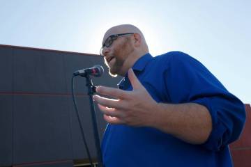 Pastor Neal H. Creecy delivers a speech and prayer at the Blessing of the Bikes on Saturday, Oc ...