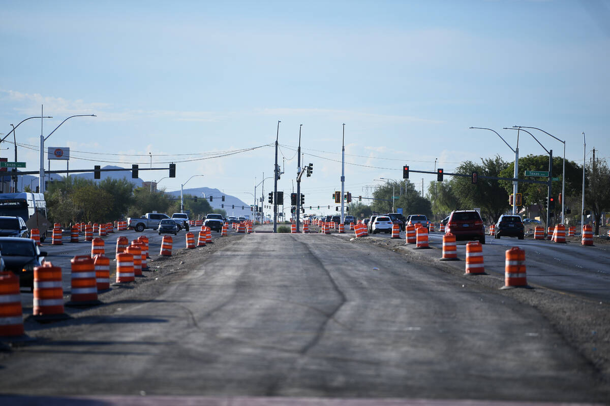 Work continues on the Reimagine Boulder Highway project Tuesday, August 19, 2025 in Henderson. ...