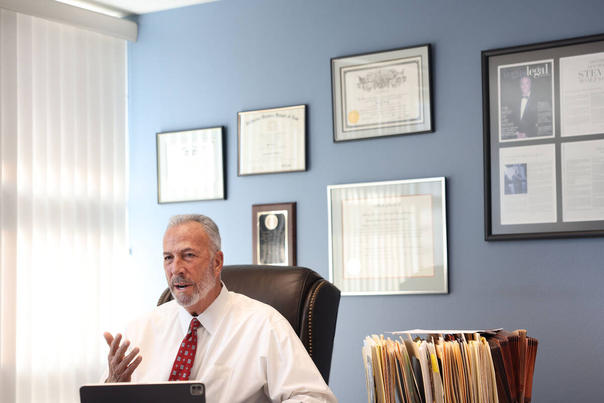 Clark County District Attorney Steve Wolfson speaks during an interview with the Review-Journal ...