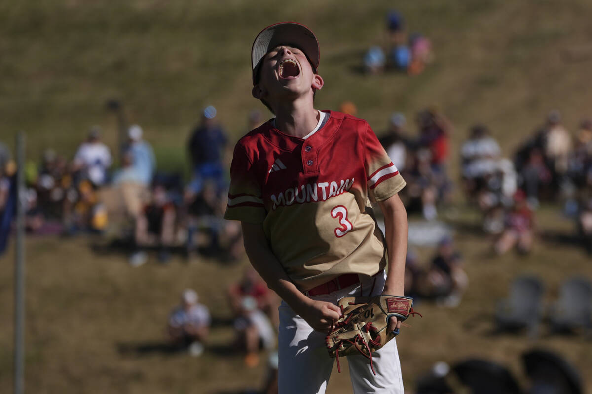 Summerlin South's Luke D'Ambrosio celebrates during the seventh inning of a baseball game at th ...