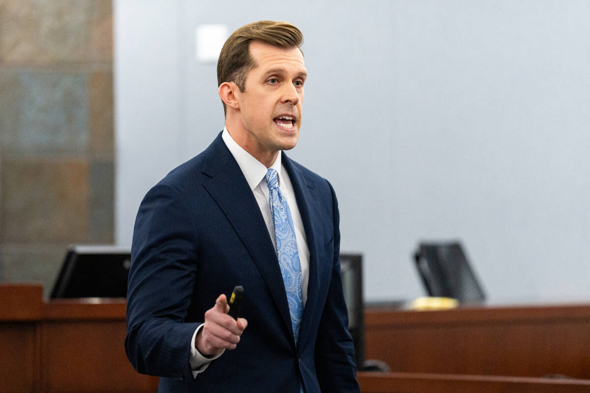 Deputy District Attorney James Puccinelli delivers the prosecution’s opening statement in Nat ...
