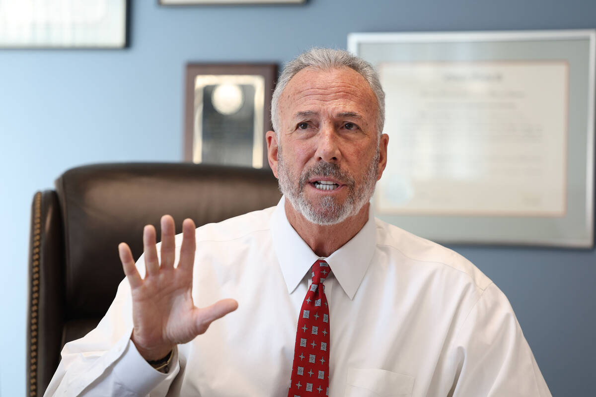 Clark County District Attorney Steve Wolfson speaks during an interview with the Review-Journal ...