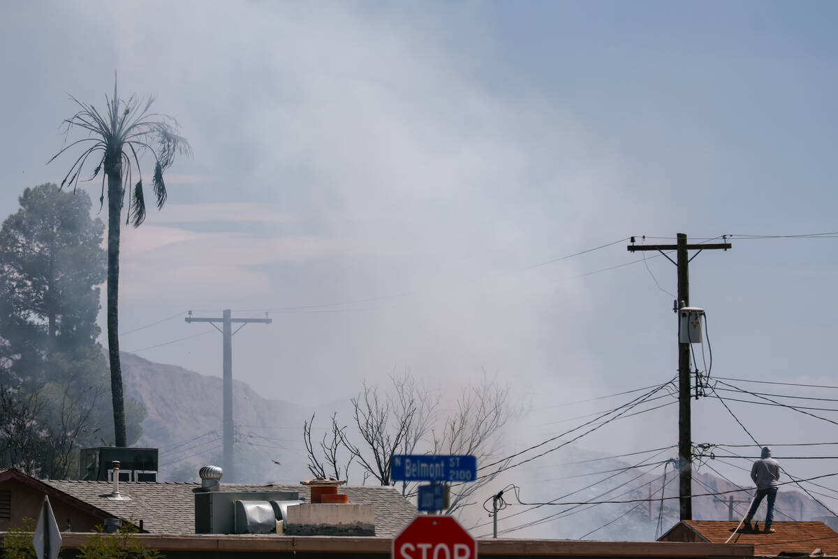 North Las Vegas and Clark County fire crews respond to a fire along the 3000 block of Judson Av ...