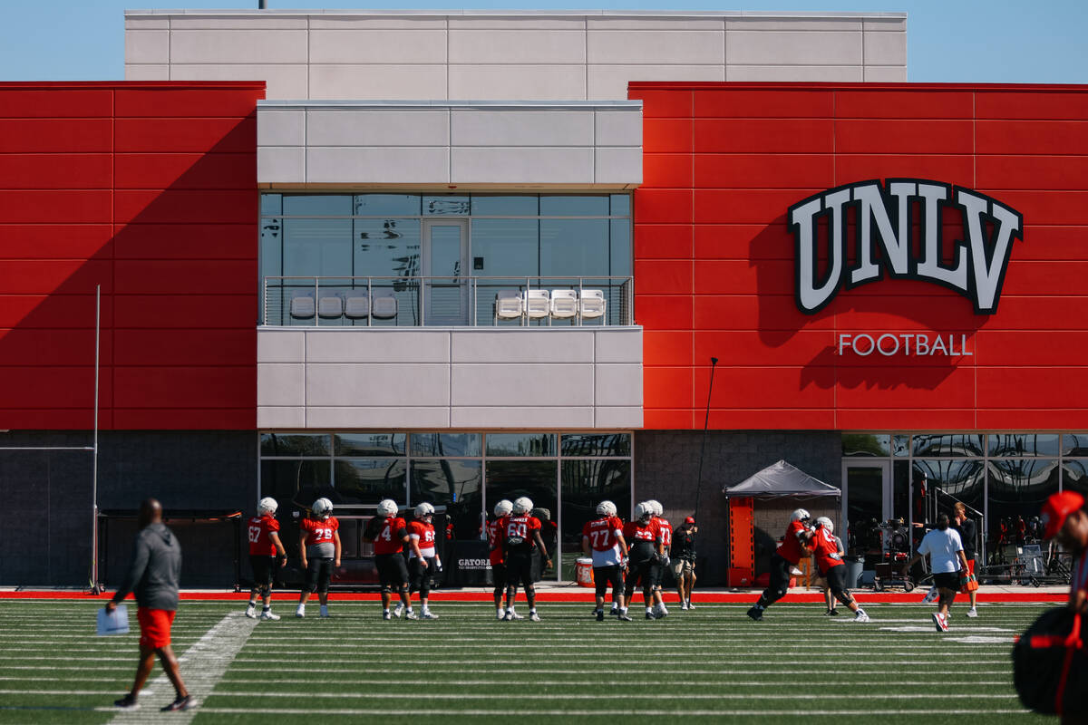 UNLV football practice on Thursday, July 31, 2025 in Las Vegas. (Liv Paggiarino/Las Vegas Revie ...