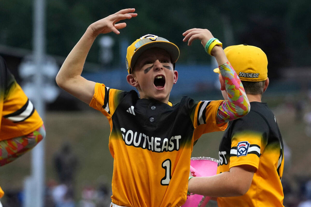 Irmo, S.C.'s Preston Ware celebrates during the second inning of a baseball game against Las Ve ...