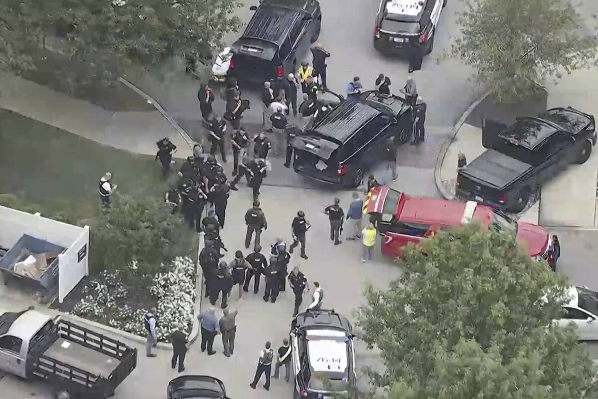 This image taken from footage by WPVI-TV/6ABC shows police responding to a reported active shoo ...