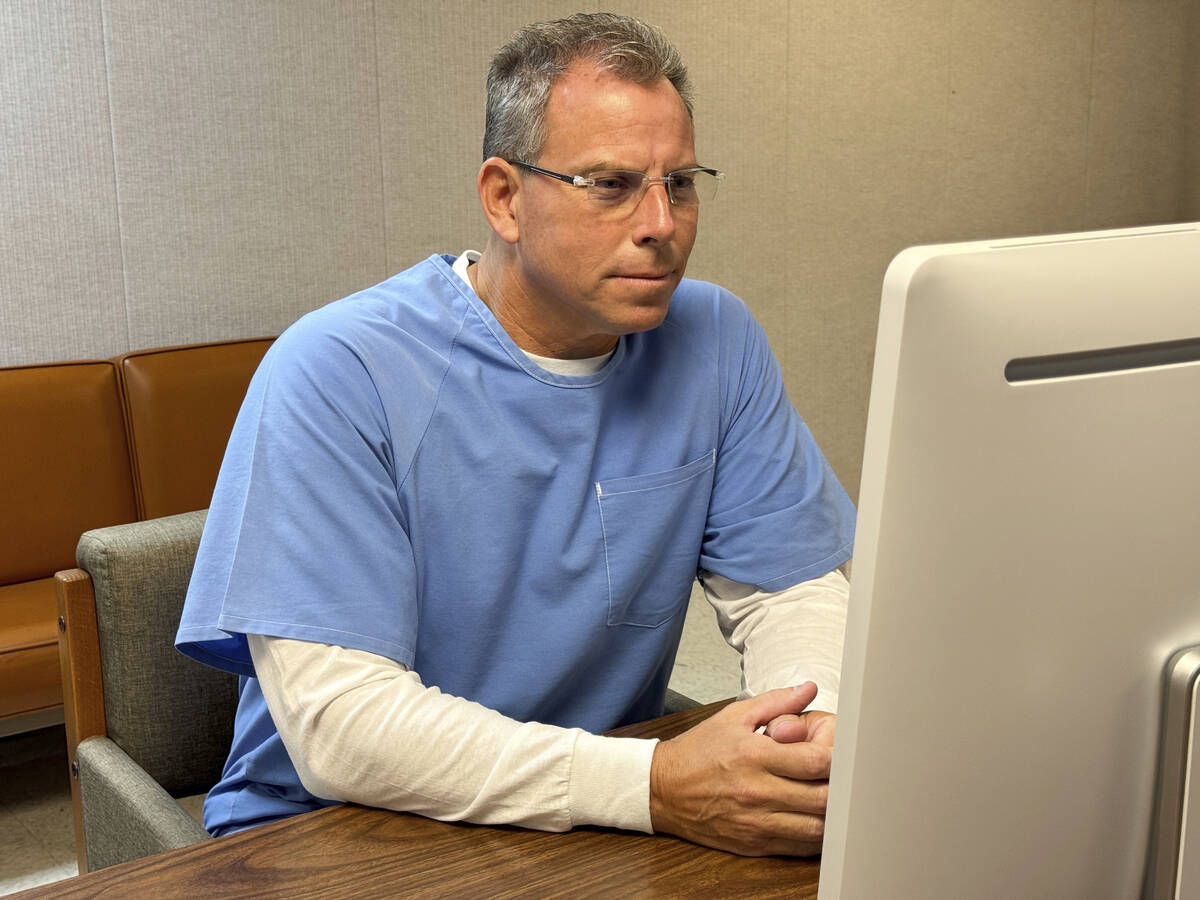 Erik Menendez appears before the parole board via teleconference on Thursday, Aug. 21, 2025, at ...