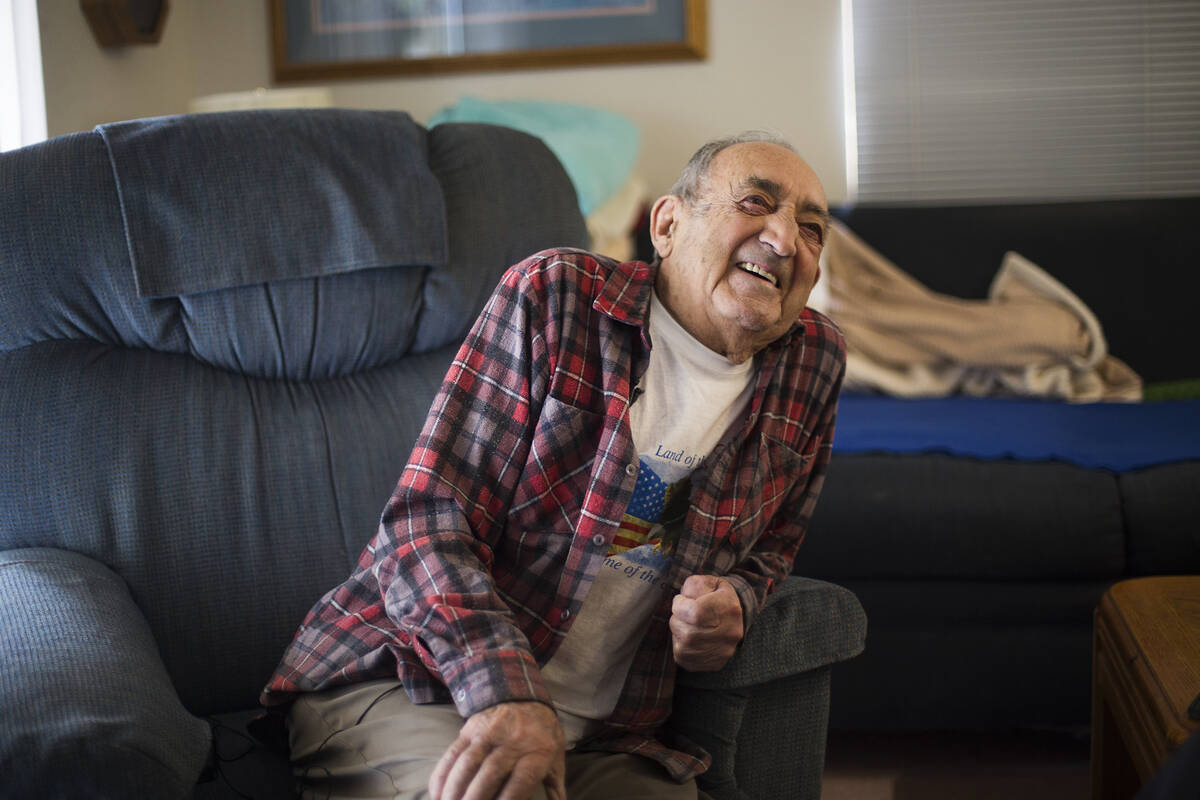 Onofrio "No-No" Zicari, 96, speaks to the Review-Journal at his home in Las Vegas, Th ...