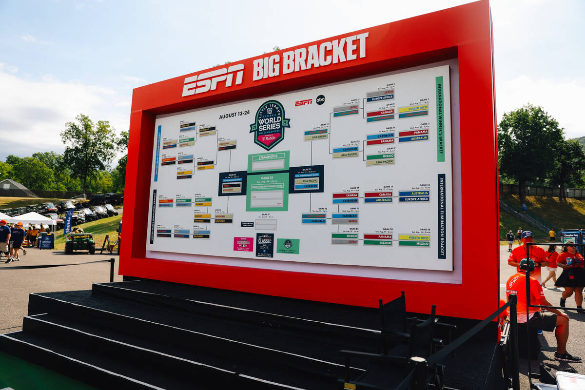 The Little League bracket at Little League International Saturday, Aug. 23, 2025, in Williamspo ...