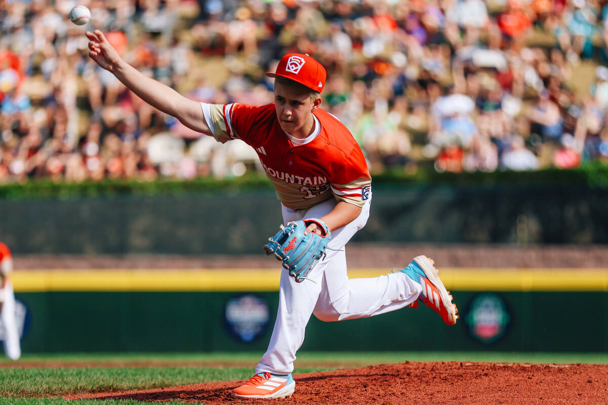 Summerlin South pitcher Garrett Gallegos throws the ball during a Little League World Series se ...