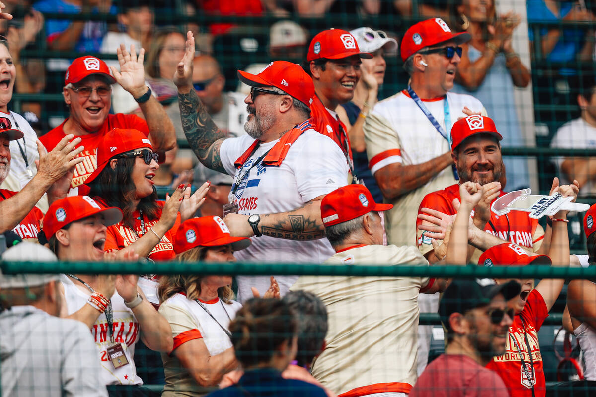 Summerlin South fans celebrate during a Little League World Series semifinals game between Summ ...