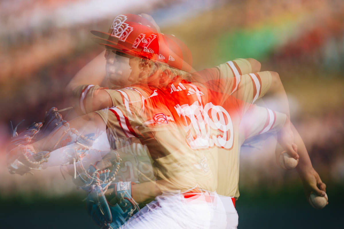 Summerlin South pitcher Garrett Gallegos pitches the ball during a Little League World Series s ...