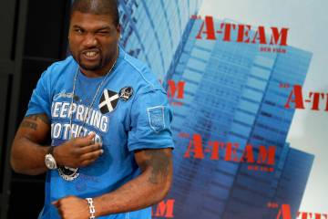 Quinton 'Rampage' Jackson poses during a photocall for the movie A-Team in Berlin, Germany, Fri ...