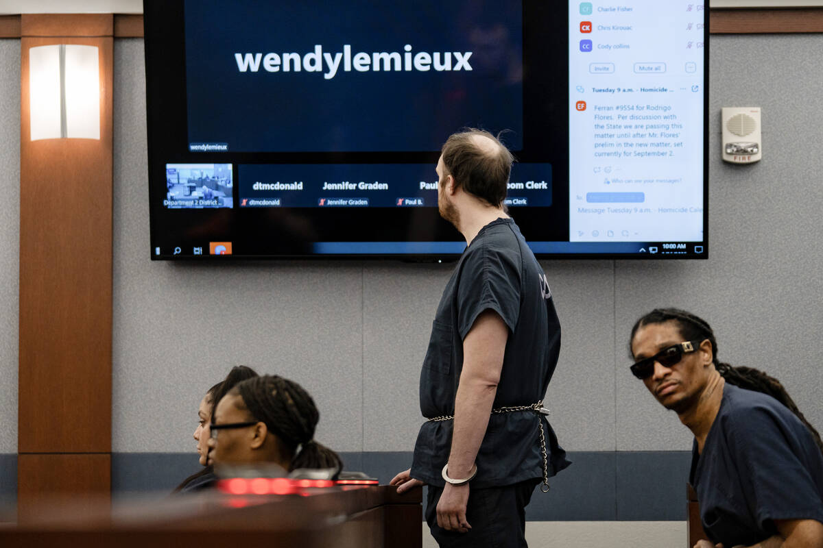 Spencer McDonald listens to a victim impact statement read via Zoom during a sentencing hearing ...