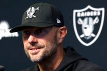 Raiders General Manager John Spytek addresses the media after team practice at the Intermountai ...