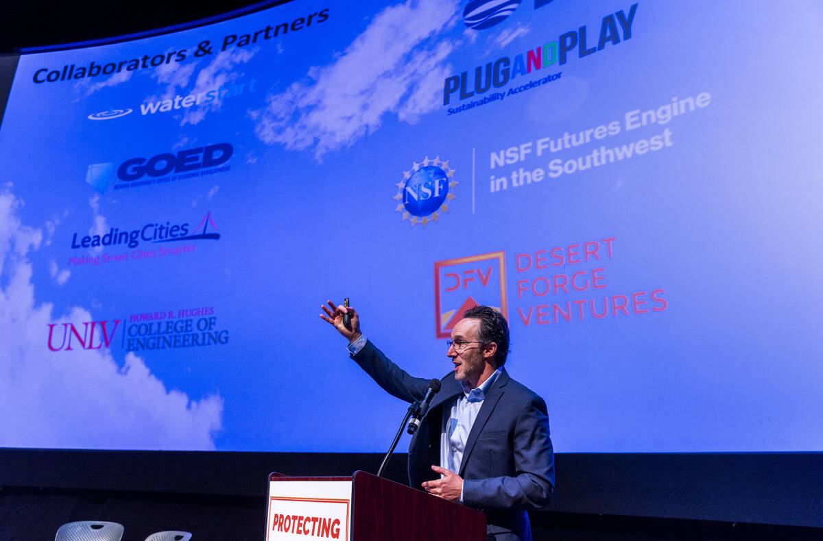Rich Sloan, co-founder and CEO at WAVR Technologies Inc., speaks as Congresswoman Susie Lee hos ...